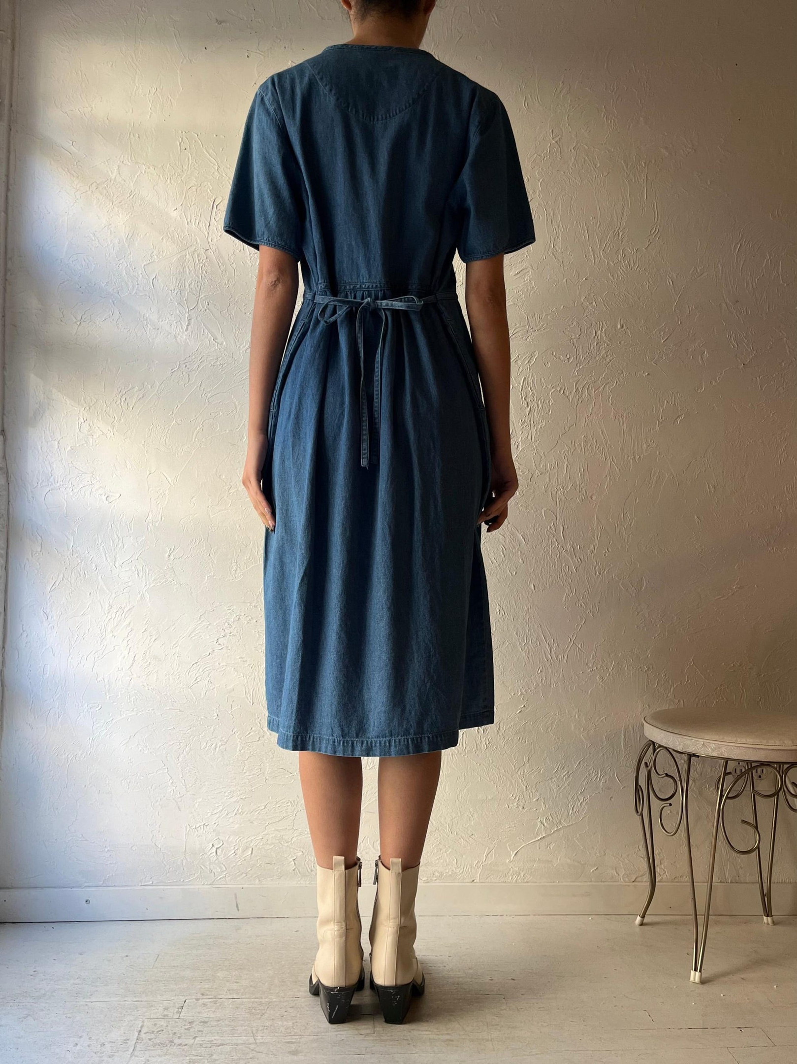 vintage-90s-vi-petites-embroidered-denim-midi-dress-for-women-ae5rdps0 Vintage 90s VI Petites Embroidered Denim Midi Dress for Women
